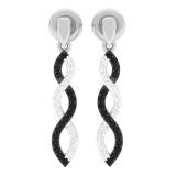 0.20 Carat (ctw) 10K White Gold Black & White Round Diamond Ladies Dangles Earrings 1/5 CT