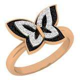 0.34 Carat (ctw) 18K Rose Gold Round Black & White Diamond Right Hand Butterfly Ring 1/3 CT