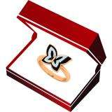 0.34 Carat (ctw) 18K Rose Gold Round Black & White Diamond Right Hand Butterfly Ring 1/3 CT