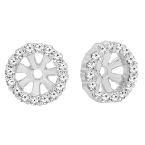 Round White Diamond Halo Removable Earring Jackets for Women in 10K White Gold (0.18 ctw, Color I-J, Clarity I2-I3)