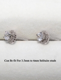 Round White Diamond Halo Removable Earring Jackets for Women in 10K White Gold (0.18 ctw, Color I-J, Clarity I2-I3)