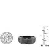 0.60 Carat (ctw) Black Rhodium Plated 14K White Gold Round Black Diamond Men's Wedding Band