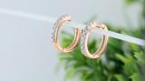 0.20 Carat (ctw) 18K Rose Gold Round Cut White Diamond Ladies Huggies Hoop Earrings 1/5 CT