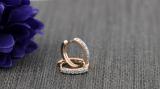 0.20 Carat (ctw) 18K Rose Gold Round Cut White Diamond Ladies Huggies Hoop Earrings 1/5 CT
