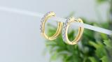 0.20 Carat (ctw) 18K Yellow Gold Round Cut White Diamond Ladies Huggies Hoop Earrings 1/5 CT