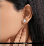 0.41 Carat (ctw) 18K White Gold Round Cut White Diamond Ladies Halo Style Stud Earrings