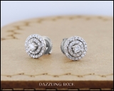 0.41 Carat (ctw) 18K White Gold Round Cut White Diamond Ladies Halo Style Stud Earrings