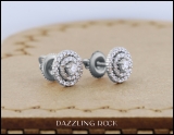 0.41 Carat (ctw) 18K White Gold Round Cut White Diamond Ladies Halo Style Stud Earrings