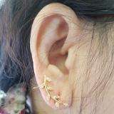 0.11 Carat (ctw) 10K Yellow Gold Round Cut White Diamond Ladies leaf shaped Climber Earrings