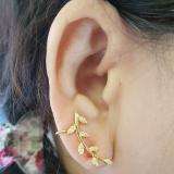 0.11 Carat (ctw) 10K Yellow Gold Round Cut White Diamond Ladies leaf shaped Climber Earrings