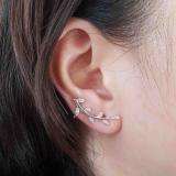 0.11 Carat (ctw) 18K White Gold Round Cut White Diamond Ladies leaf shaped Climber Earrings