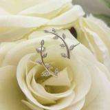 0.11 Carat (ctw) 18K White Gold Round Cut White Diamond Ladies leaf shaped Climber Earrings