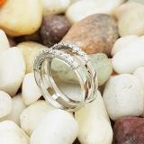 0.90 Carat (ctw) 14K White Gold Round Diamond Ladies Anniversary Band Milgrain Guard Double Ring