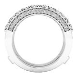 0.90 Carat (ctw) 18K White Gold Round Diamond Ladies Anniversary Band Milgrain Guard Double Ring