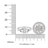 0.05 Carat (ctw) 10K White Gold Round White Diamond Ladies Cluster Flower Fashion Right Hand Ring