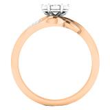 0.05 Carat (ctw) 18K Rose Gold Round White Diamond Ladies Cluster Flower Fashion Right Hand Ring