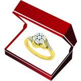 0.05 Carat (ctw) 18K Yellow Gold Round White Diamond Ladies Cluster Flower Fashion Right Hand Ring