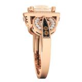 10K Rose Gold Cushion 8X7 MM Morganite & Round Champagne & White Diamond Ladies Engagement Ring