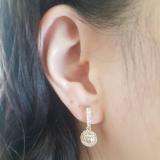 1.00 Carat (ctw) 10K Rose Gold Round Champagne & White Diamond Ladies Halo Dangling Earrings