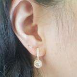 1.00 Carat (ctw) 10K Rose Gold Round Champagne & White Diamond Ladies Halo Dangling Earrings