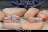 0.24 Carat (ctw) 10K Rose Gold White Diamond Men's & Women's Engagement Ring Trio Set 1/4 CT