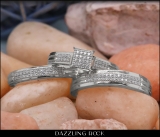 0.24 Carat (ctw) 10K White Gold White Diamond Men's & Women's Engagement Ring Trio Set 1/4 CT