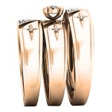 0.18 Carat (ctw) 10K Rose Gold Round White Diamond Men & Women's Engagement Ring Trio Bridal Set