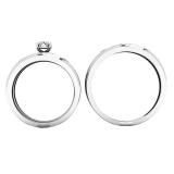 0.18 Carat (ctw) 10K White Gold Round White Diamond Men & Women's Engagement Ring Trio Bridal Set