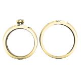 0.18 Carat (ctw) 10K Yellow Gold Round White Diamond Men & Women's Engagement Ring Trio Bridal Set