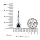0.55 Carat (ctw) Sterling Silver Round Cut Blue & White Diamond Ladies Drop Earrings
