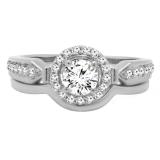 0.75 Carat (ctw) 10K White Gold Round Diamond Ladies Bridal Engagement Halo Ring Band Set 3/4 CT