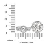 0.75 Carat (ctw) 10K White Gold Round Diamond Ladies Bridal Engagement Halo Ring Band Set 3/4 CT