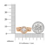 0.75 Carat (ctw) 18K Rose Gold Round Diamond Ladies Bridal Engagement Halo Ring Band Set 3/4 CT