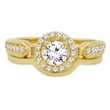0.75 Carat (ctw) 18K Yellow Gold Round Diamond Ladies Bridal Engagement Halo Ring Band Set 3/4 CT