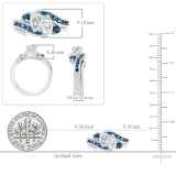 0.95 Carat (ctw) 10K White Gold Round Blue And White Diamond Ladies Engagement Ring Set 1 CT