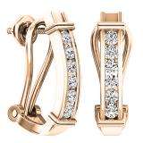 0.50 Carat (ctw) 10K Rose Gold Round Cut White Diamond Ladies Fashion Huggies Hoop Earrings 1/2 CT
