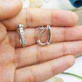 0.50 Carat (ctw) 10K White Gold Round Cut White Diamond Ladies Fashion Huggies Hoop Earrings 1/2 CT