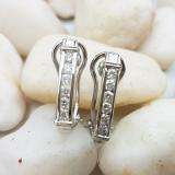 0.50 Carat (ctw) 10K White Gold Round Cut White Diamond Ladies Fashion Huggies Hoop Earrings 1/2 CT