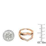 0.60 Carat (ctw) 10K Rose Gold Round White & Black Diamond Ladies Wedding Band Guard Double Ring
