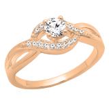 0.40 Carat (ctw) 10K Rose Gold Round White Diamond Ladies Swirl Split Shank Bridal Promise Ring