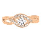 0.40 Carat (ctw) 10K Rose Gold Round White Diamond Ladies Swirl Split Shank Bridal Promise Ring