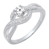 0.40 Carat (ctw) 10K White Gold Round White Diamond Ladies Swirl Split Shank Bridal Promise Ring