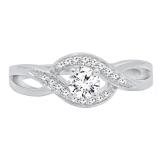 0.40 Carat (ctw) 10K White Gold Round White Diamond Ladies Swirl Split Shank Bridal Promise Ring