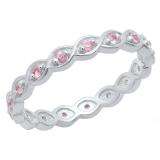 0.30 Carat (ctw) Sterling Silver Round Pink Sapphire Ladies Anniversary Stackable Band Ring 1/3 CT