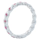 0.30 Carat (ctw) Sterling Silver Round Pink Sapphire Ladies Anniversary Stackable Band Ring 1/3 CT