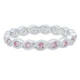 0.30 Carat (ctw) Sterling Silver Round Pink Sapphire Ladies Anniversary Stackable Band Ring 1/3 CT