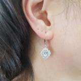 Sterling Silver 7X5 MM Oval Cut Blue Topaz And Round Diamond Ladies Vintage Cluster Drop Earrings