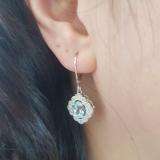 Sterling Silver 7X5 MM Oval Cut Blue Topaz And Round Diamond Ladies Vintage Cluster Drop Earrings