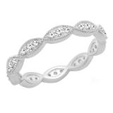 0.30 Carat (ctw) 10K White Gold Round White Diamond Ladies Vintage Stackable Wedding Band 1/3 CT