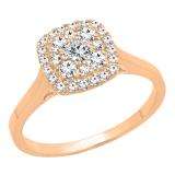 0.55 Carat (ctw) 10K Rose Gold Princess & Round Cut Diamond Ladies Vintage Engagement Ring 1/2 CT